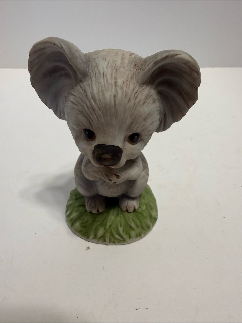 Lefton Vintage 1986 Gray Koala Figurine on Green Base - Decorative‎ Home Accent